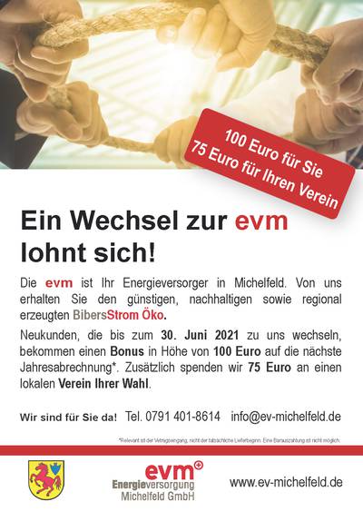 Wechsel Aktion - evm - Energieversorgung Michelfeld GmbH